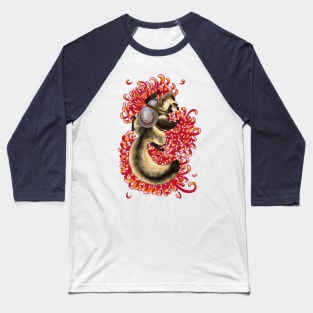 Tanuki and Chrysanthemums Baseball T-Shirt